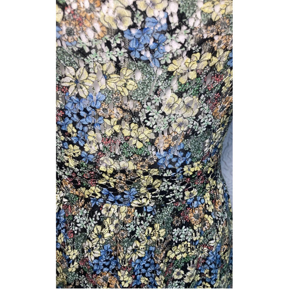 Zara Basic Women flowers floral COLORFUL Casual sheer cut out Dress SIZE XS - Picture 13 of 16